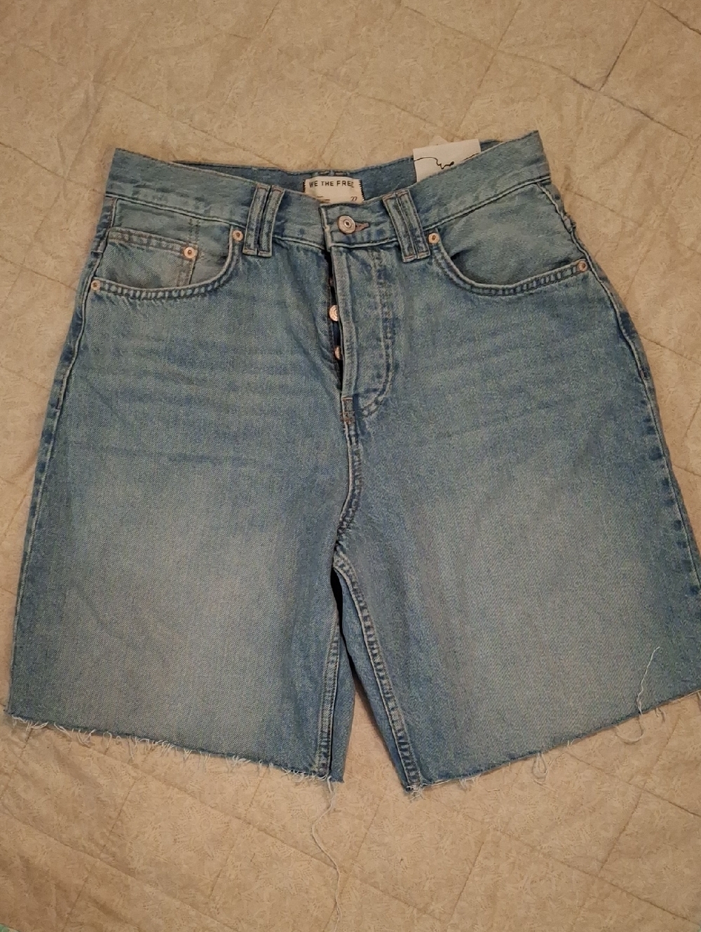 We The Free Light Blue Denim Shorts with Button Fly